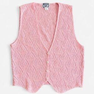 Vintage Kenneth Too Pastel Pink Knit Vest M Granny Cottagecore Knitwear